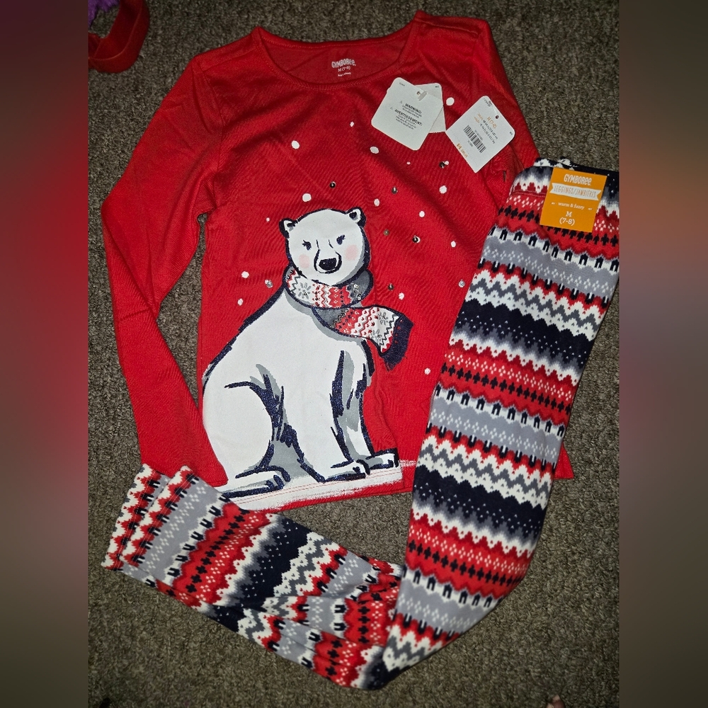 Gymboree Red and White Polar Bear Set 7/8